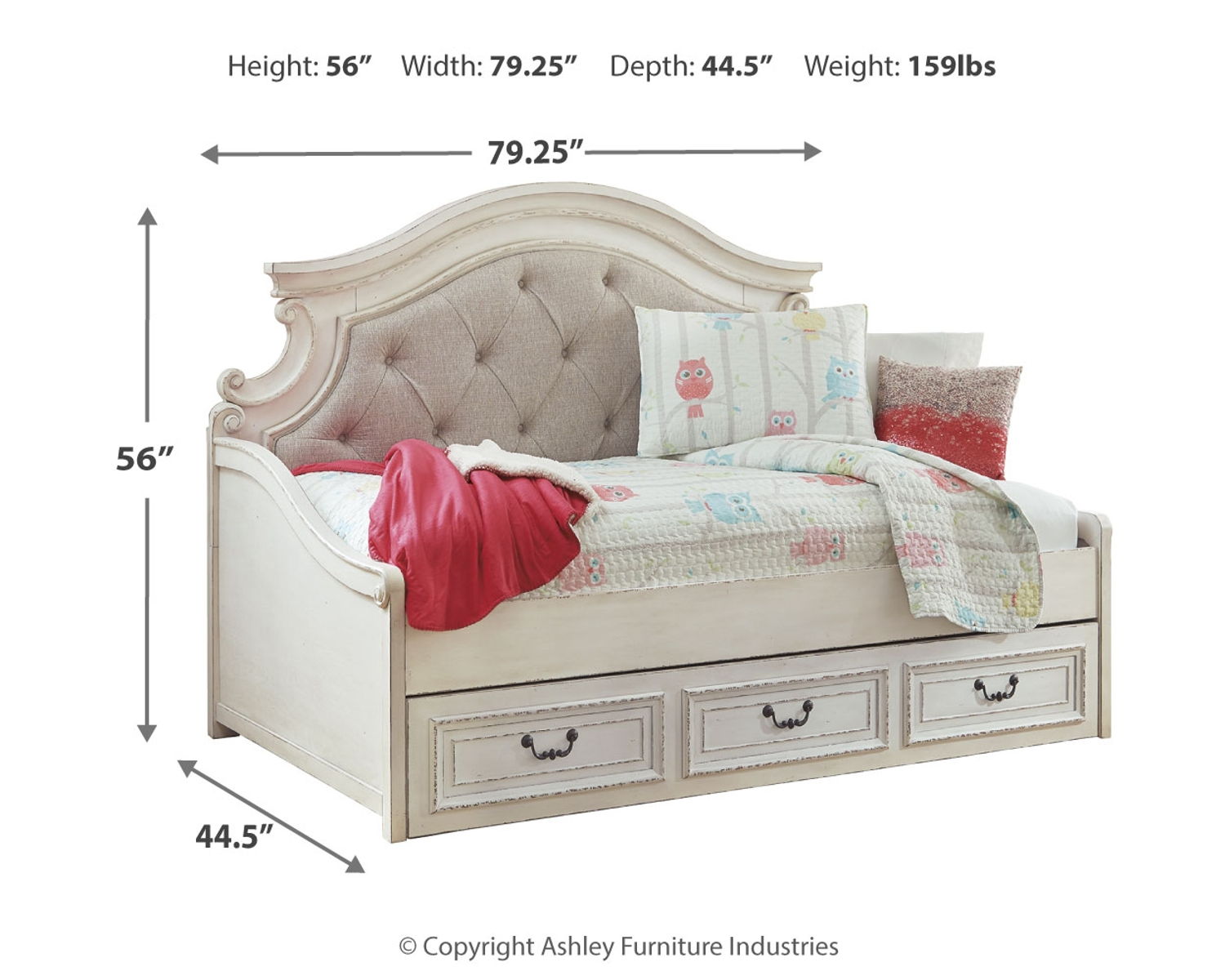Realyn - Twin Day Bed With Storage - Chipped White - Image 5