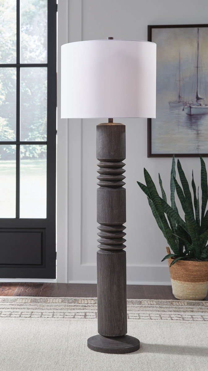 Fainwell - Poly Floor Lamp - Distressed Black - Image 4