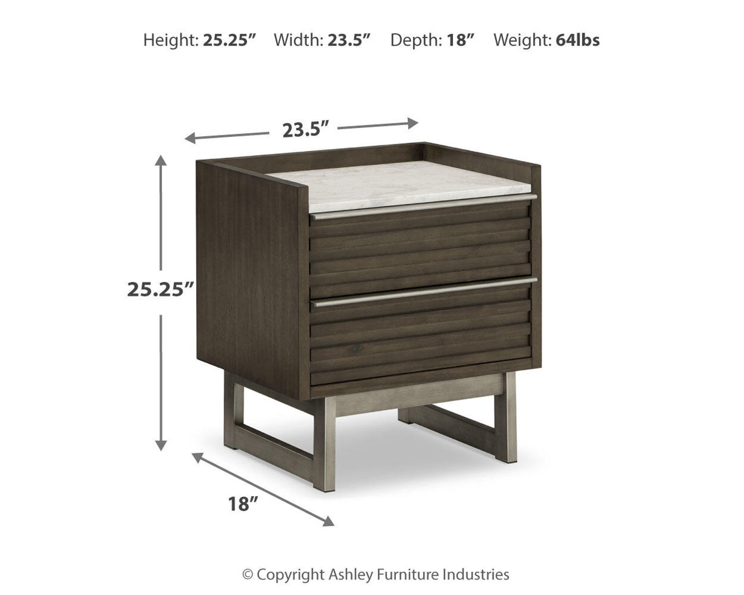 Arkenton - Two Drawer Night Stand - Grayish Brown / White - Image 9