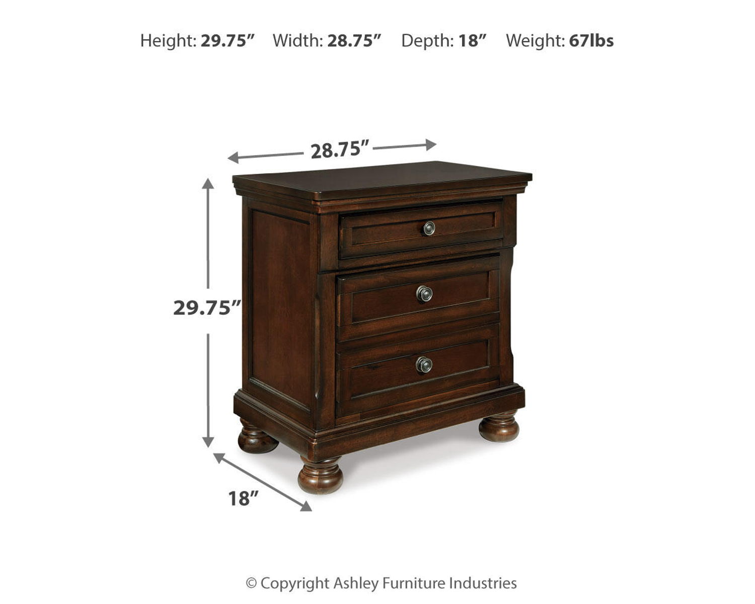Porter - Two Drawer Night Stand - Dark Brown - Image 9