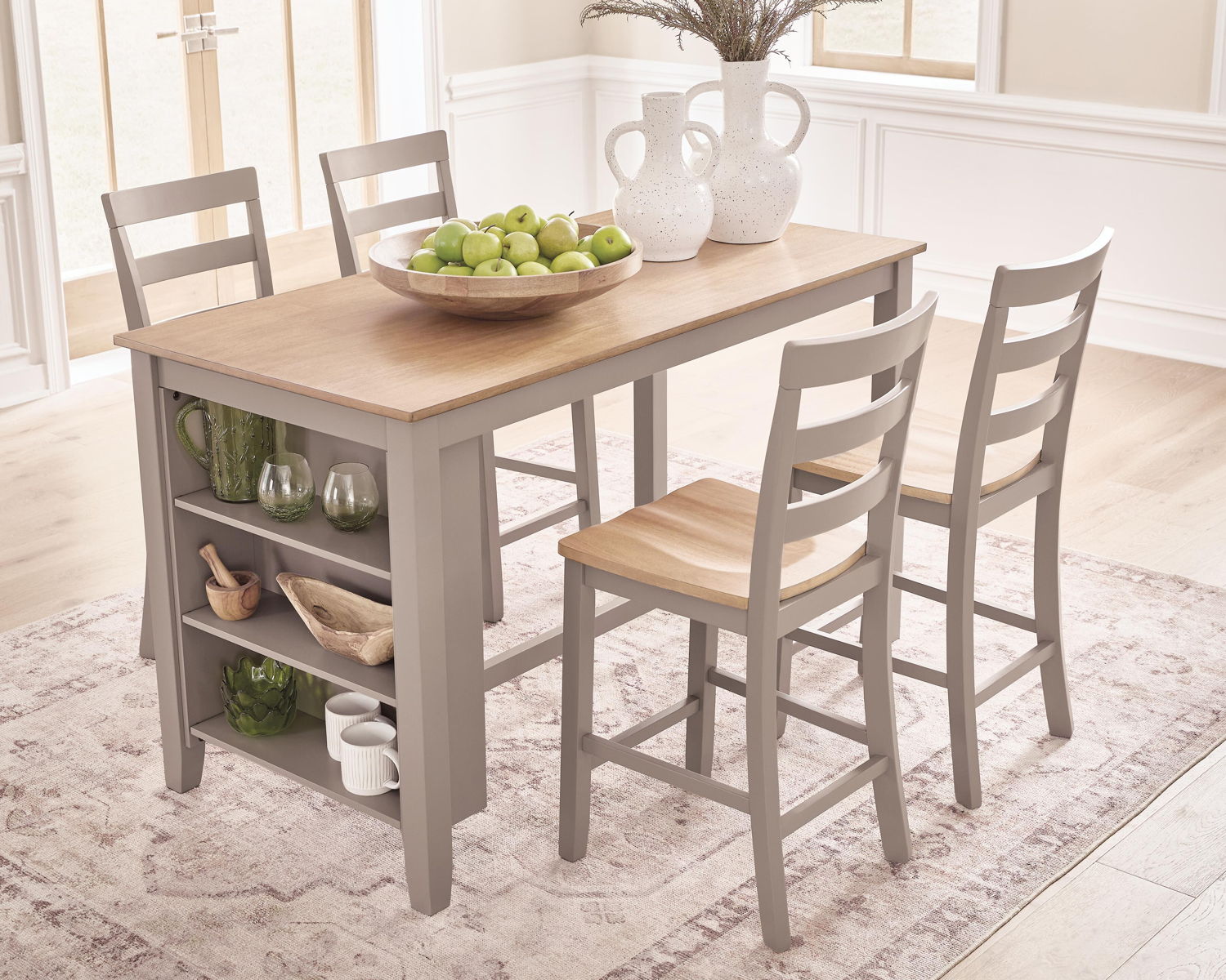 Harperfeld - Rectangular Dining Room Counter Table - Natural / Gray - Image 4