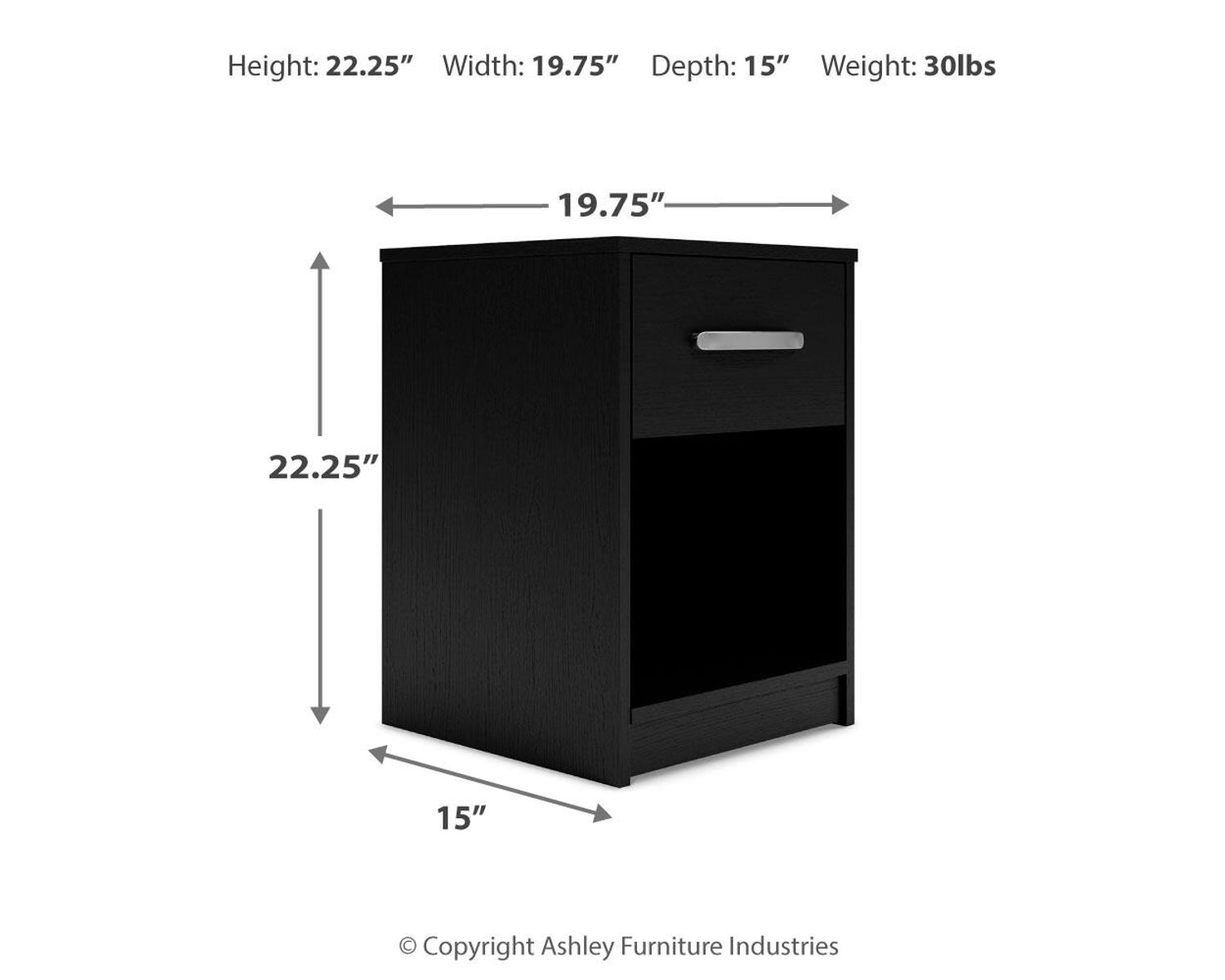 Finch - One Drawer Night Stand - 23" Height - Black - Image 9