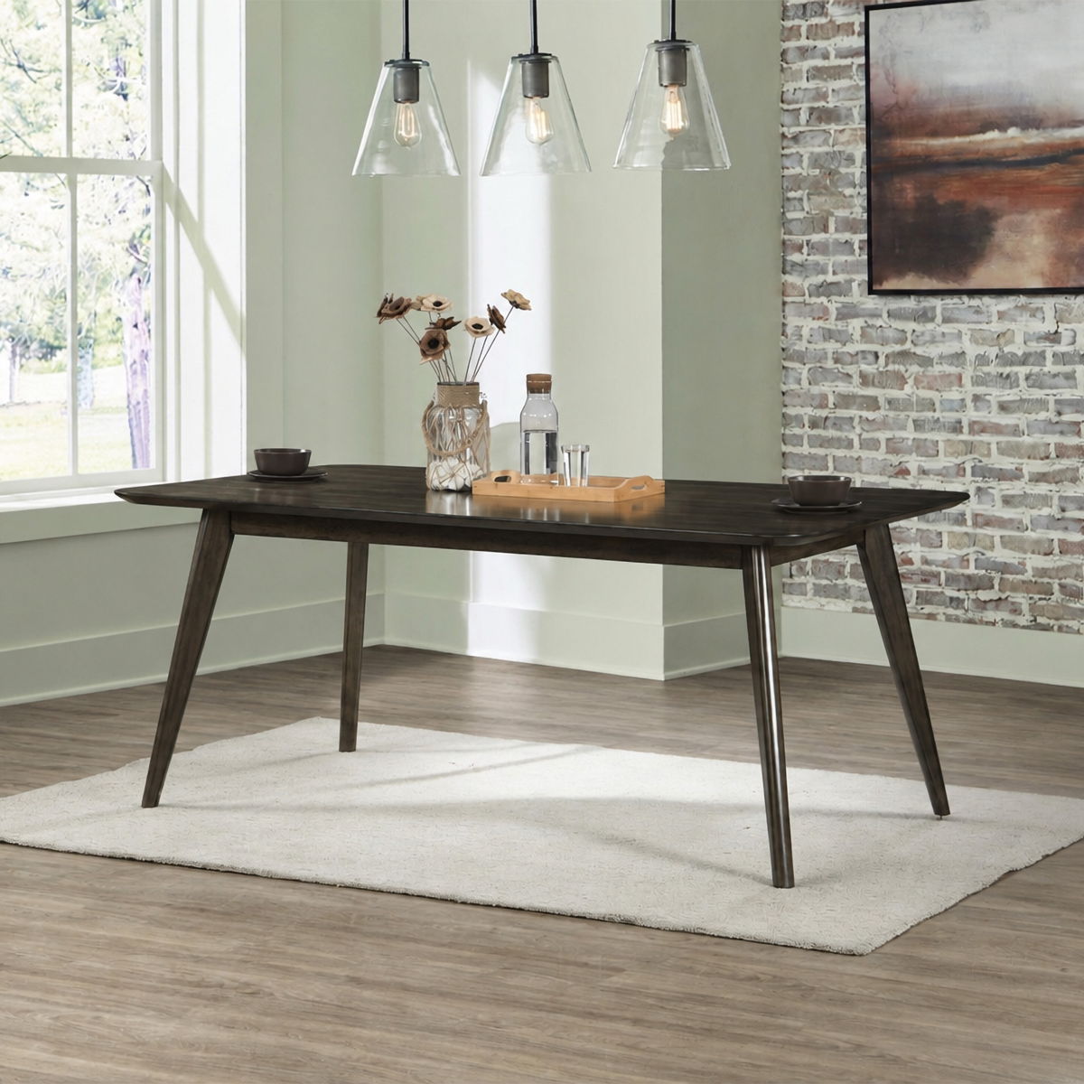 Rex - 72" Fixed Top Rectangle Dining Table - Walnut - Image 7