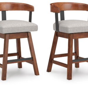 Ralene - Upholstered Swivel Barstool (Set of 2) - Medium Brown