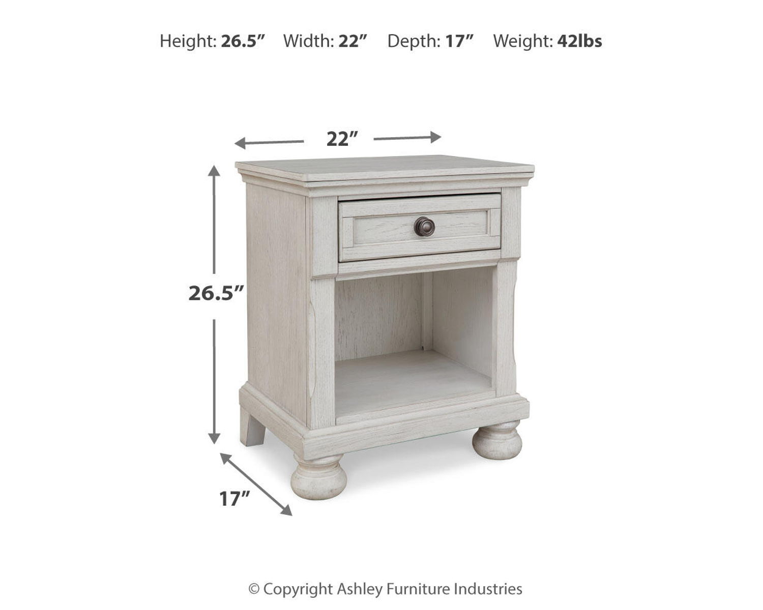 Robbinsdale - One Drawer Night Stand - Antique White - Image 8