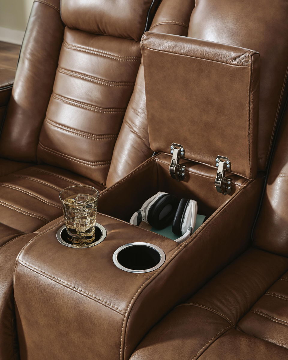 Gruaro - Power Reclining Loveseat With Console / Adjustable Headrest - Amber - Image 6
