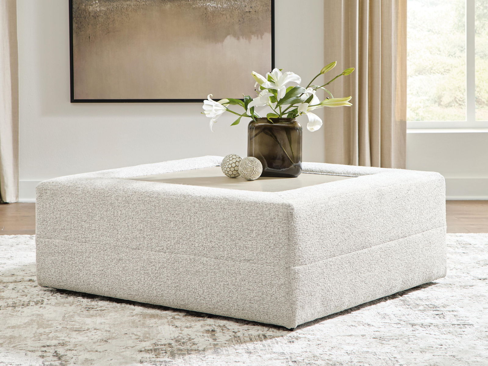 Ashbourne Estate - Oversized Accent Ottoman - Snowstone - Image 2