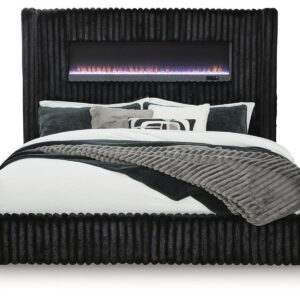 Tayleena - Upholstered Bed With Fireplace And Wireless Audio