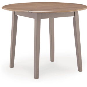 Harperfeld - Round Dining Room Drop Leaf Table - Natural / Gray