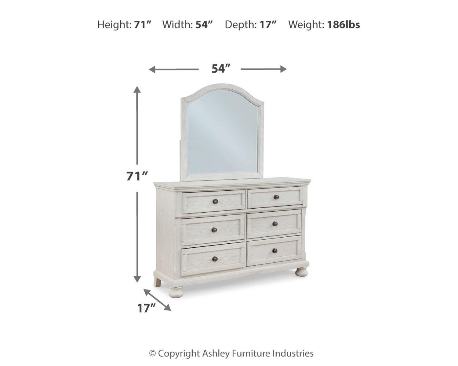 Robbinsdale - Dresser, Mirror - Youth - Antique White - Image 6
