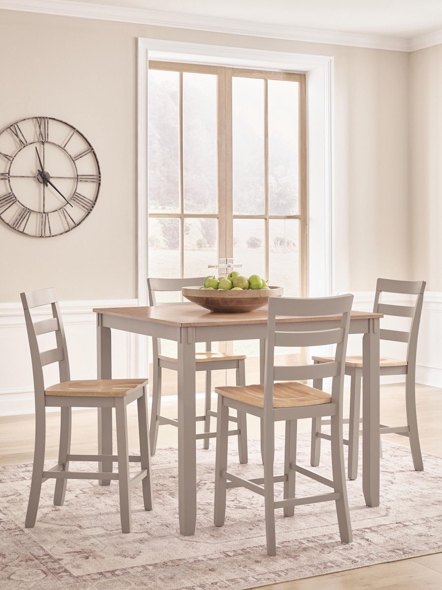 Harperfeld - Dining Room Counter Table Set (Set of 5) - Natural / Gray - Image 2