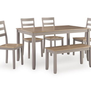 Harperfeld - Dining Room Table Set (Set of 6) - Natural / Gray