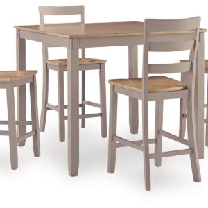 Harperfeld - Dining Room Counter Table Set (Set of 5) - Natural / Gray