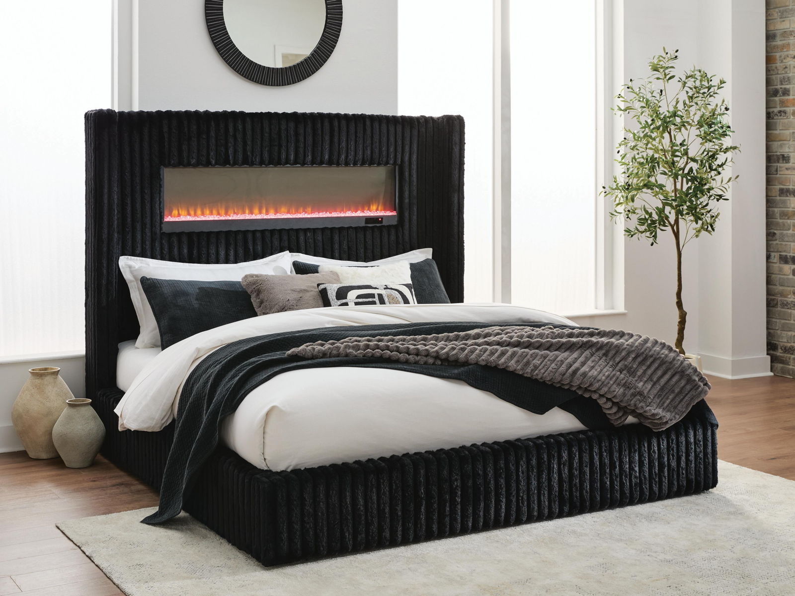 Tayleena - Upholstered Bed With Fireplace And Wireless Audio - Image 11