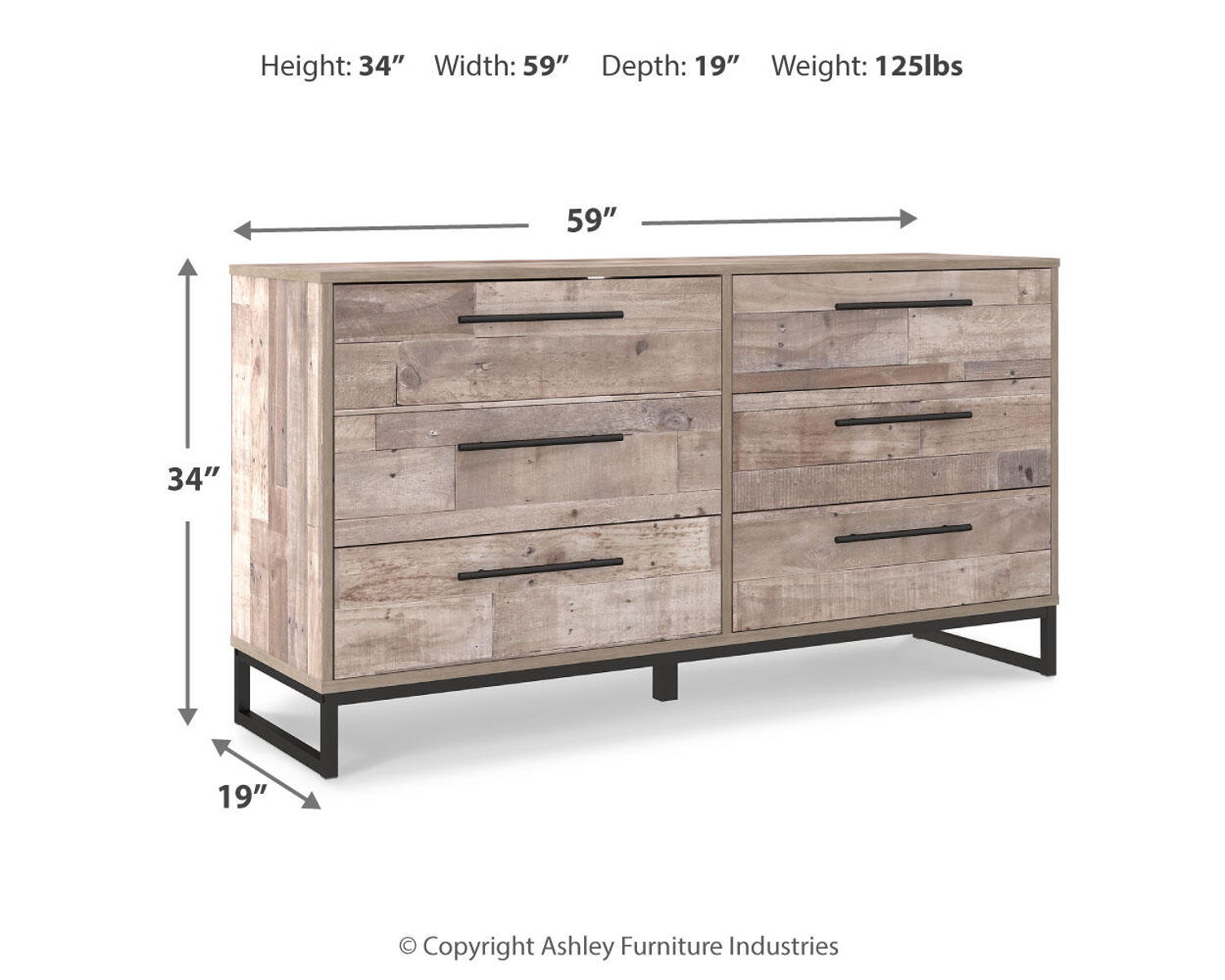 Neilsville - Six Drawer Dresser - Vinyl-Wrapped - Whitewash - Image 9