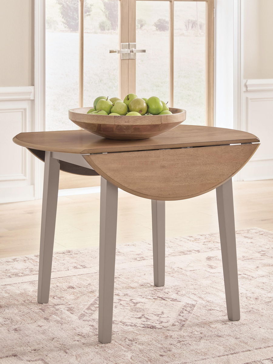 Harperfeld - Round Dining Room Drop Leaf Table - Natural / Gray - Image 4