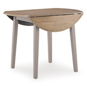 Harperfeld - Round Dining Room Drop Leaf Table - Natural / Gray