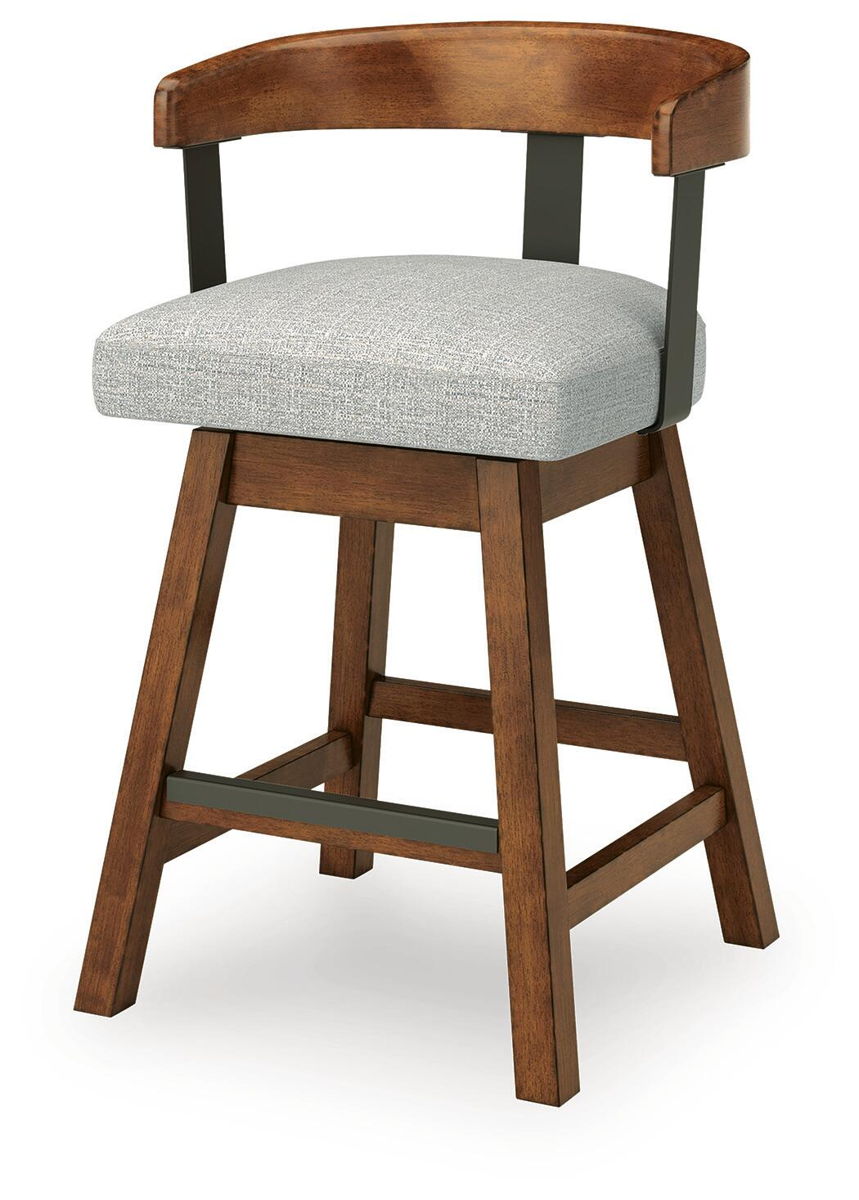 Ralene - Upholstered Swivel Barstool (Set of 2) - Medium Brown - Image 8