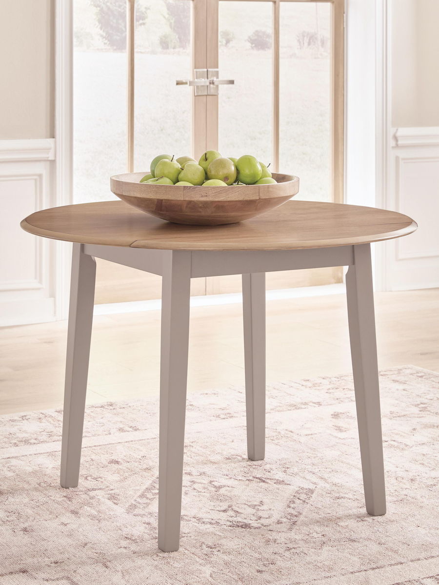 Harperfeld - Round Dining Room Drop Leaf Table - Natural / Gray - Image 3