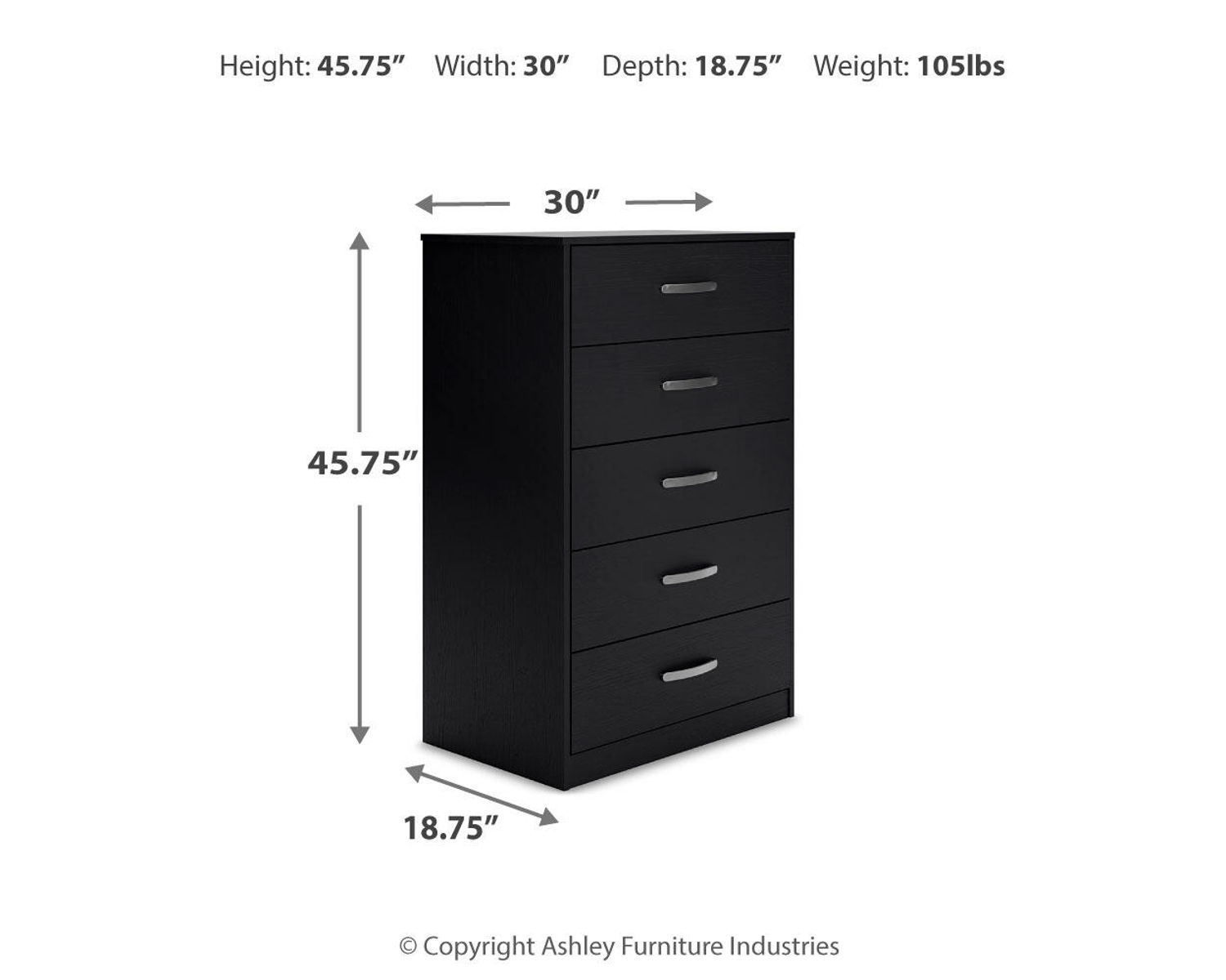 Finch - Five Drawer Chest - 46" Height - Black - Image 11