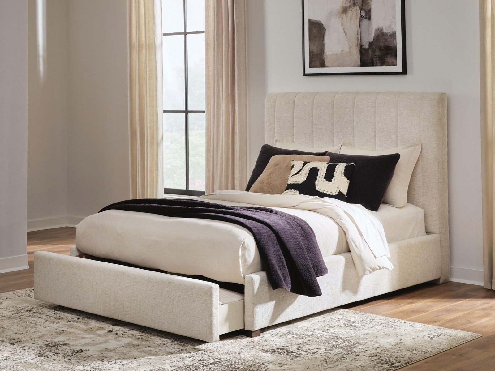 Shoralli - Queen Upholstered Storage Bed - Beige - Image 7