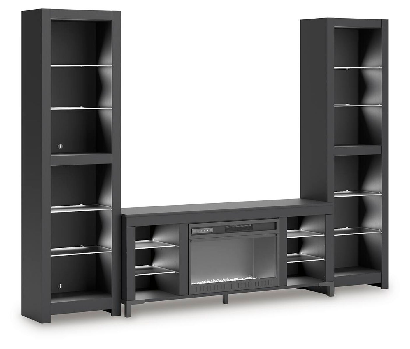 Cayberry - 3-Piece Entertainment Center With Electric Fireplace - Black - Image 2