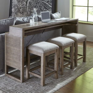 Bartlett Field - 4 Piece Living Room Set (Console Bar Table & 3 Console Stools) - Dusty Taupe