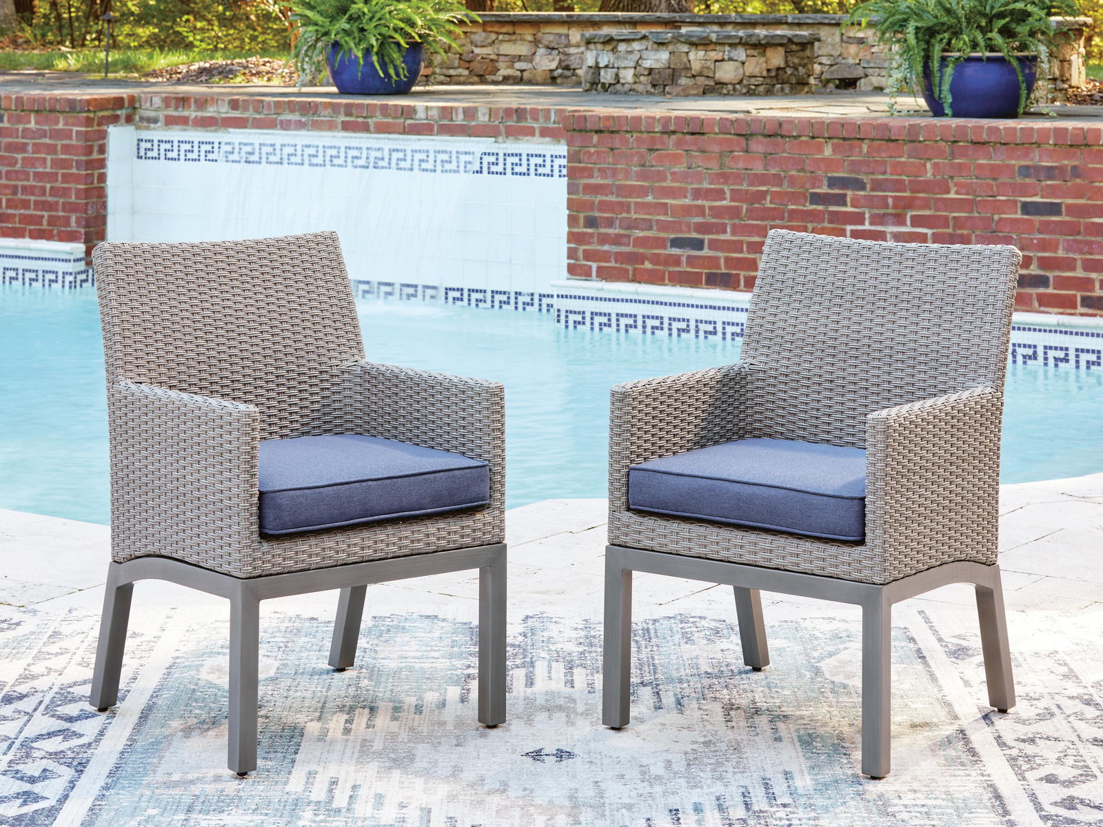 Half Moon Beach - Arm Chair With Cushion (Set of 2) - Blue / Gray - Image 7
