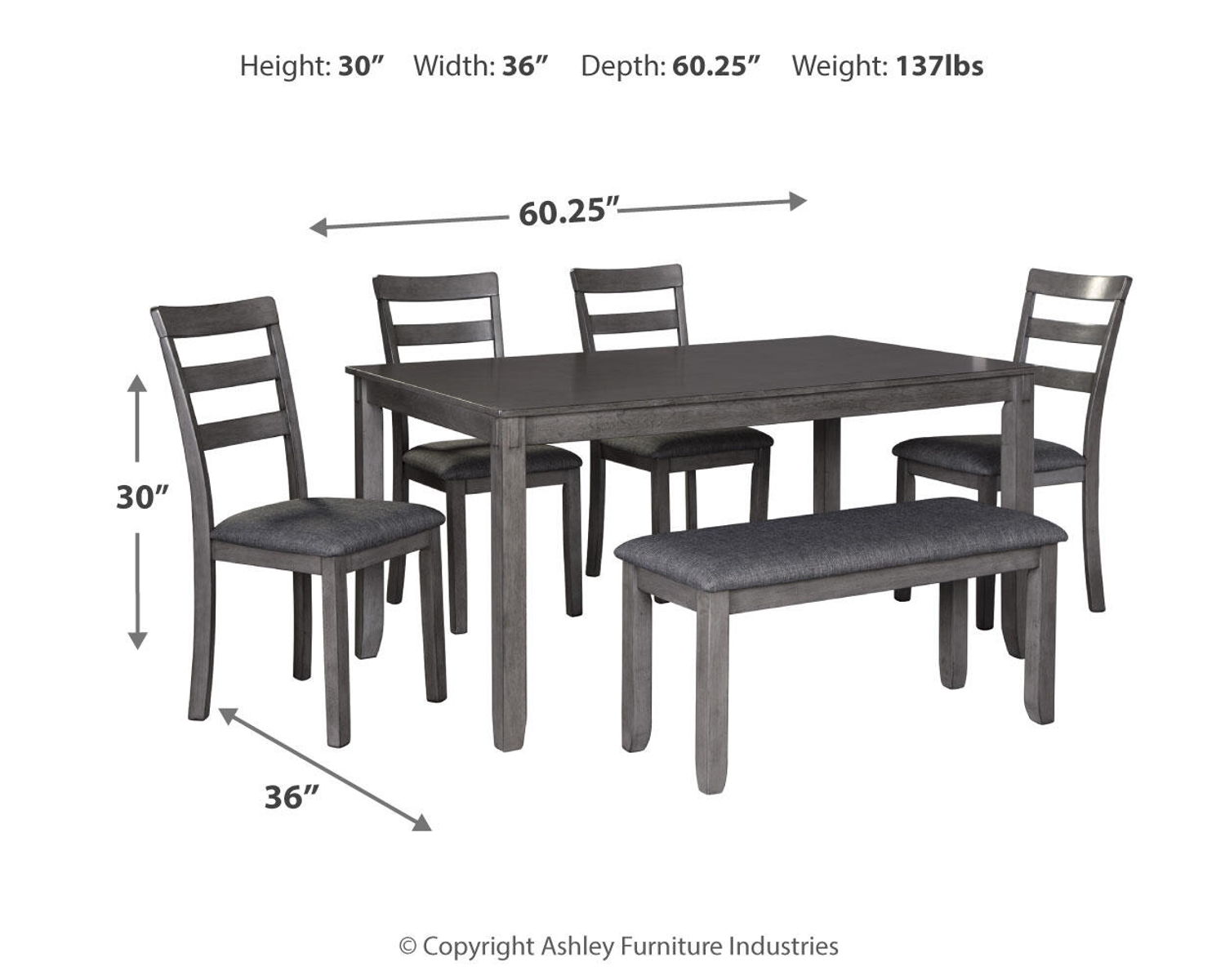 Bridson - RECT DRM Table Set (Set of 6) - Gray - Image 10