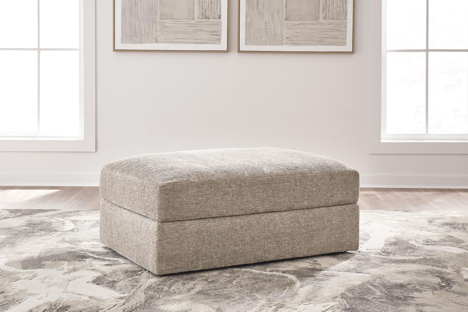 Nexora-Court - Oversized Accent Ottoman - Burlap - Image 2