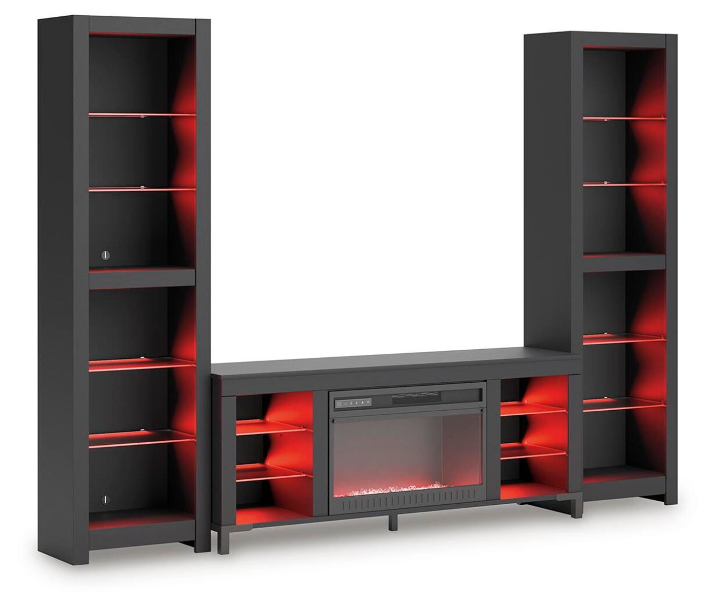 Cayberry - 3-Piece Entertainment Center With Electric Fireplace - Black - Image 9