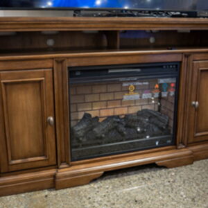 Channley - XL TV Stand With Fireplace Option - Brown