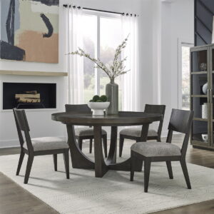 Cascade Falls - 5 Piece Pedestal Table Set - Satin Espresso / Brown