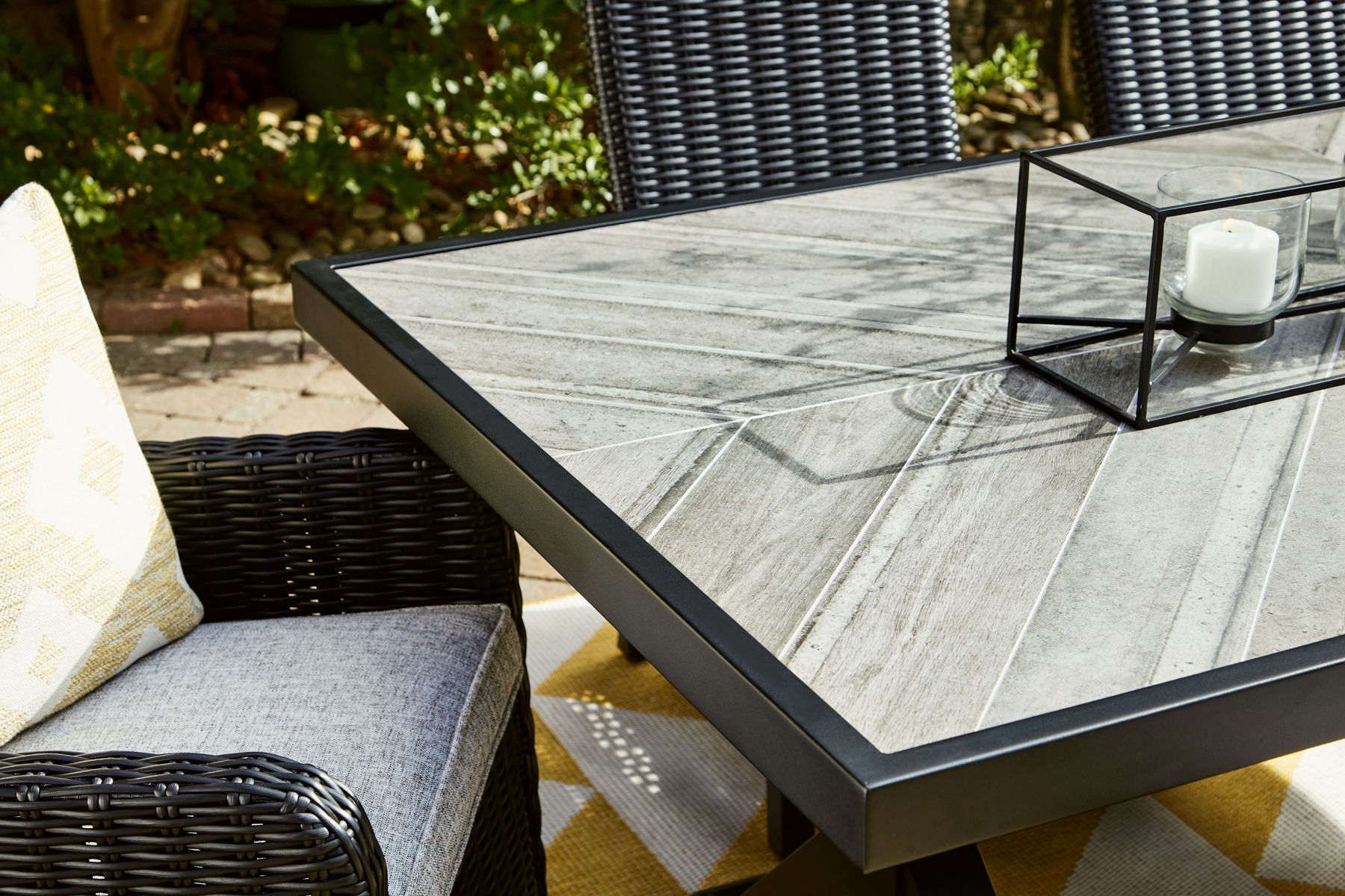 Beachcroft - Rectangular Dining Table With Umbrella Option - Black / Light Gray - Image 2