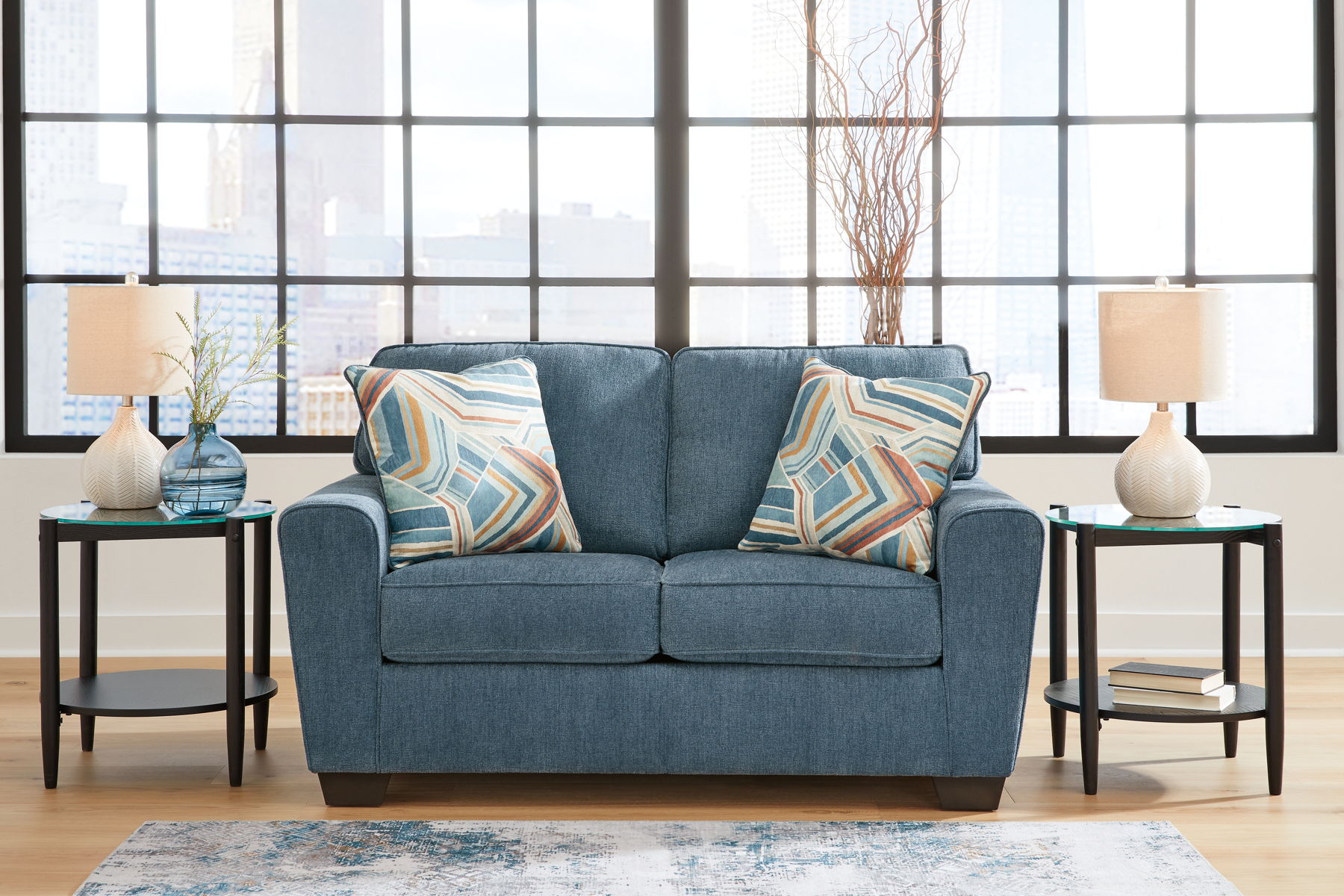Cashton - Loveseat - Blue - Image 2