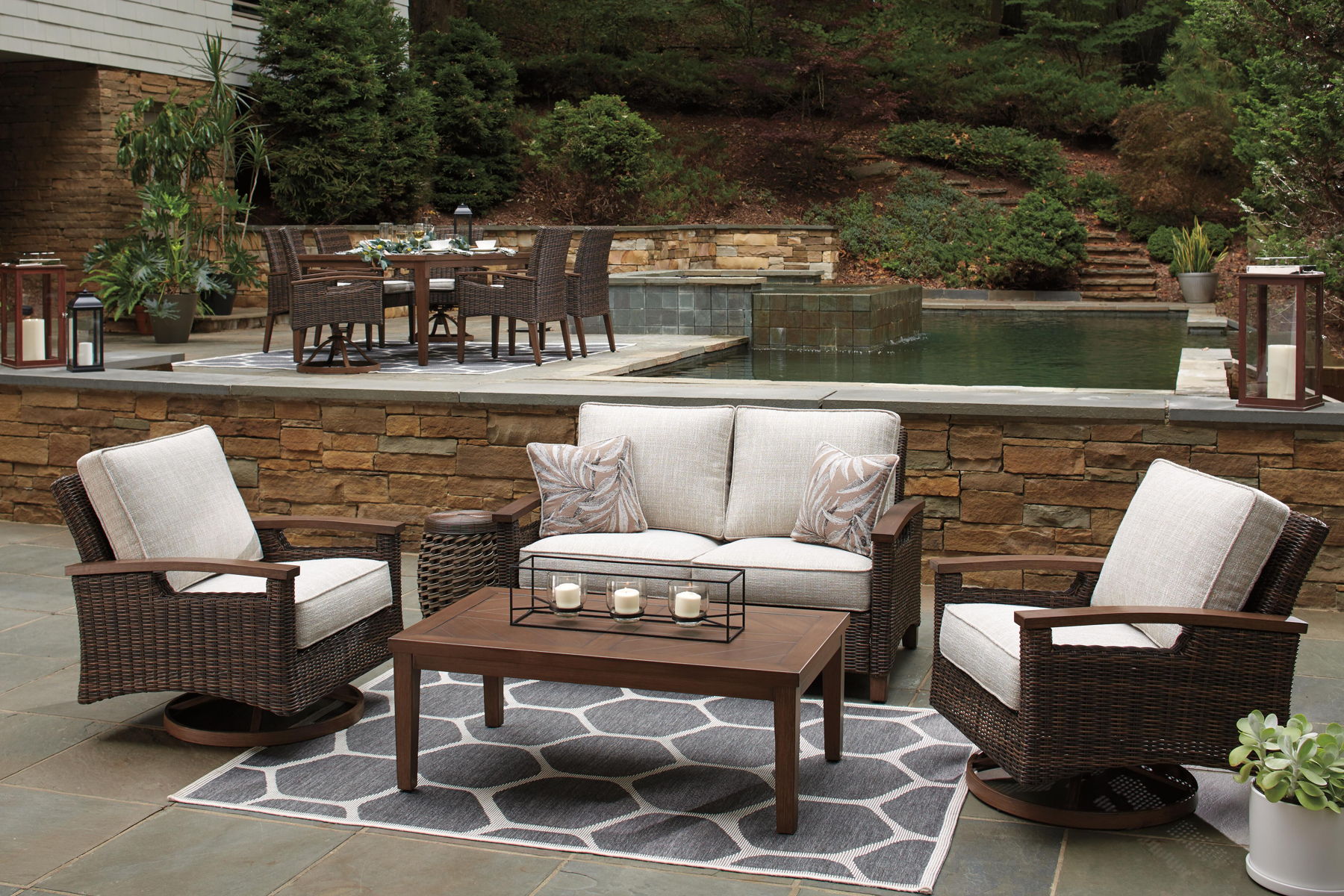 Paradise Trail - Loveseat w/Cushion - Medium Brown - Image 11
