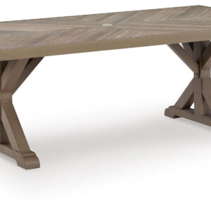 Laguna Heights - Rectangular Dining Table With Umbrella Option - Beige