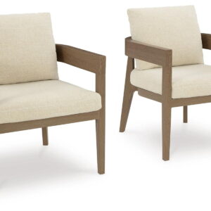 Serene Bay - Arm Chair With Cushion (Set of 2) - Dark Brown / White