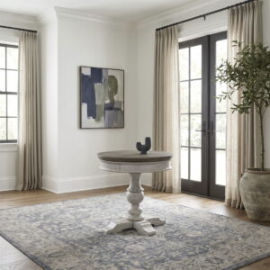 Heartland - Round Pedestal Chair Side Table - Antique White / Tobacco Tops
