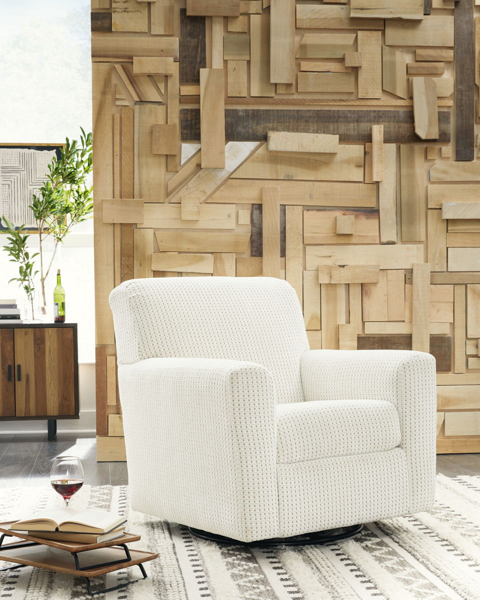 Herstow - Swivel Glider Accent Chair - Ivory - Image 4