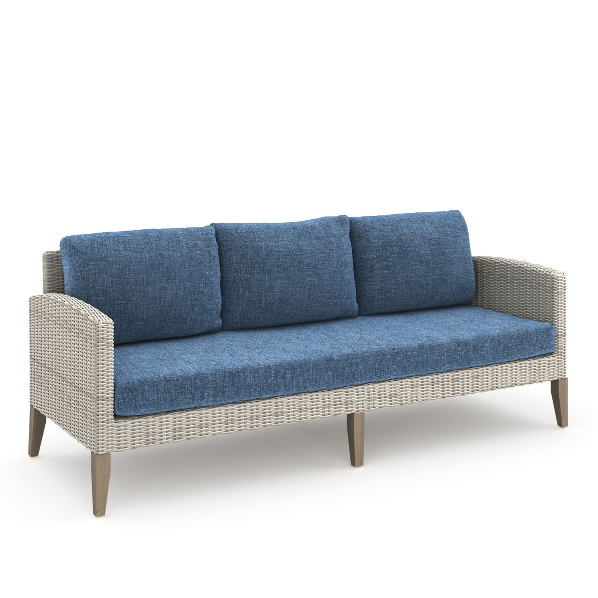 Carezza - 5 Piece Set (Sofa & 2 Club Chairs & 2 Stools) - Dark Blue - Image 3