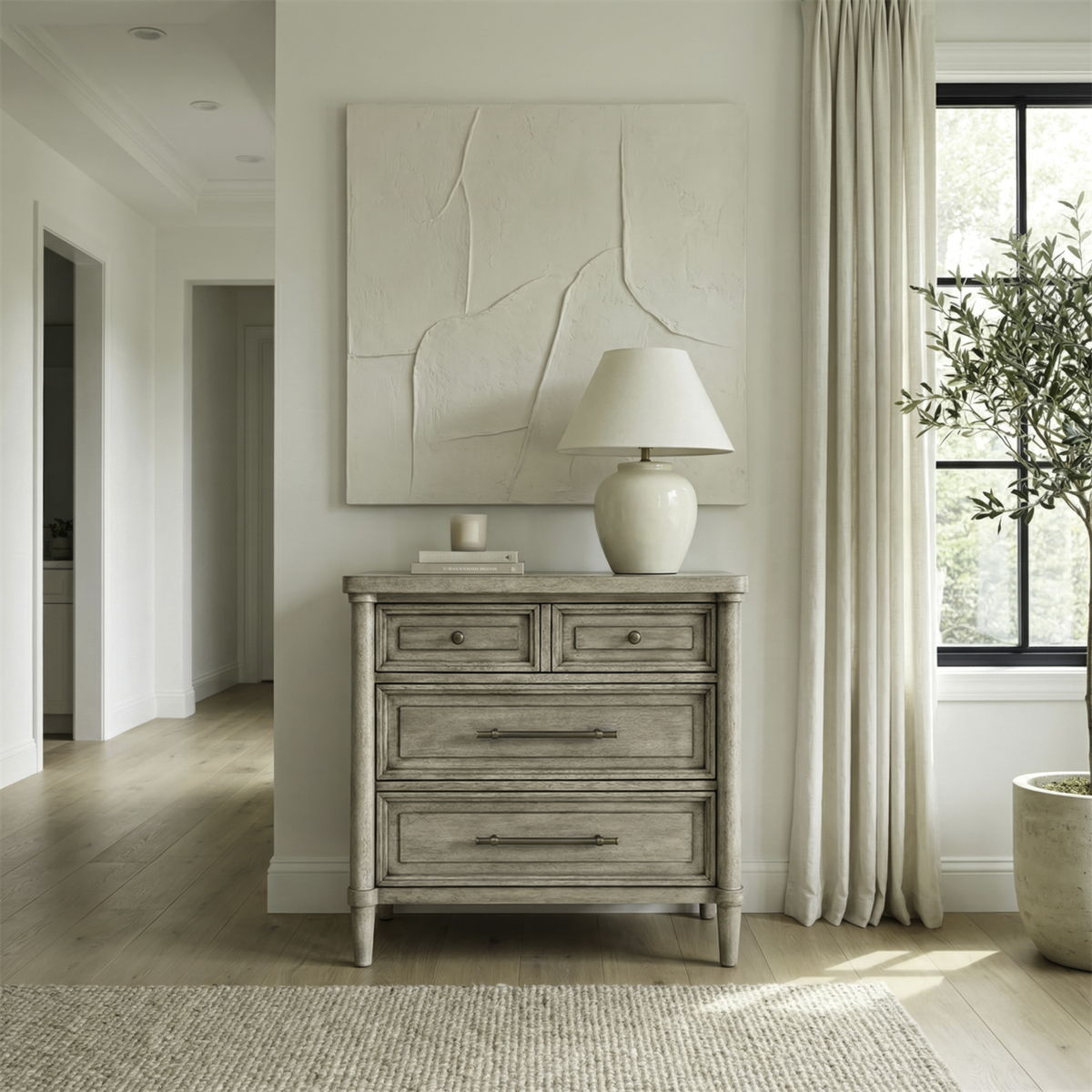 Rochelle Park - Nightstand With Charging Station - Smokey Taupe