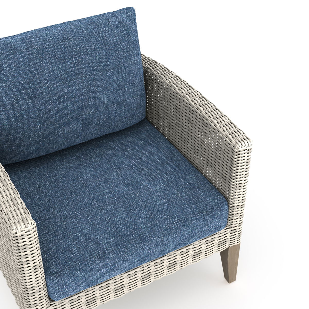 Carezza - 5 Piece Set (Sofa & 2 Club Chairs & 2 Stools) - Dark Blue - Image 4