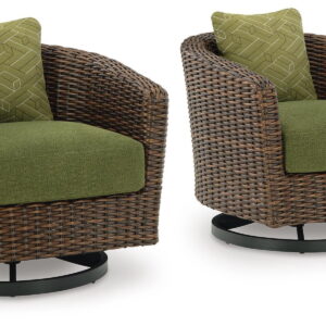 Horizon Hall - Swivel Lounge With Cushion - Brown / Green