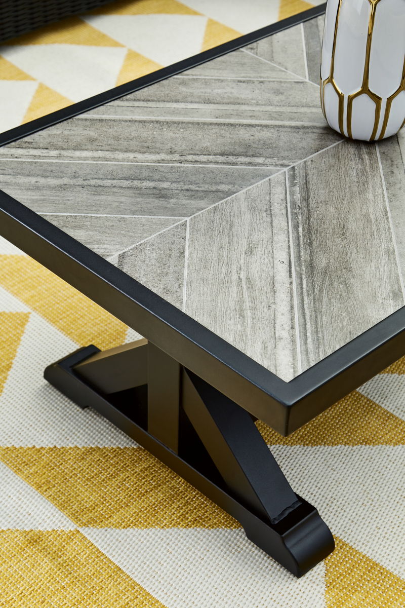 Beachcroft - Rectangular Cocktail Table - Black / Light Gray - Image 7