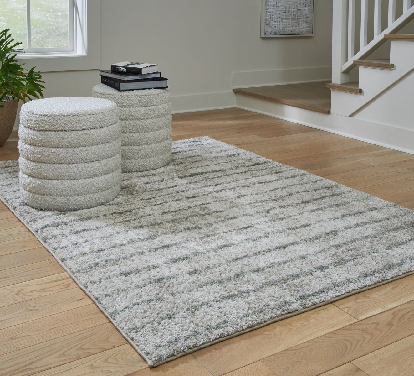 Laddway - 5' x 7' Rug - Cream / Green - Image 5