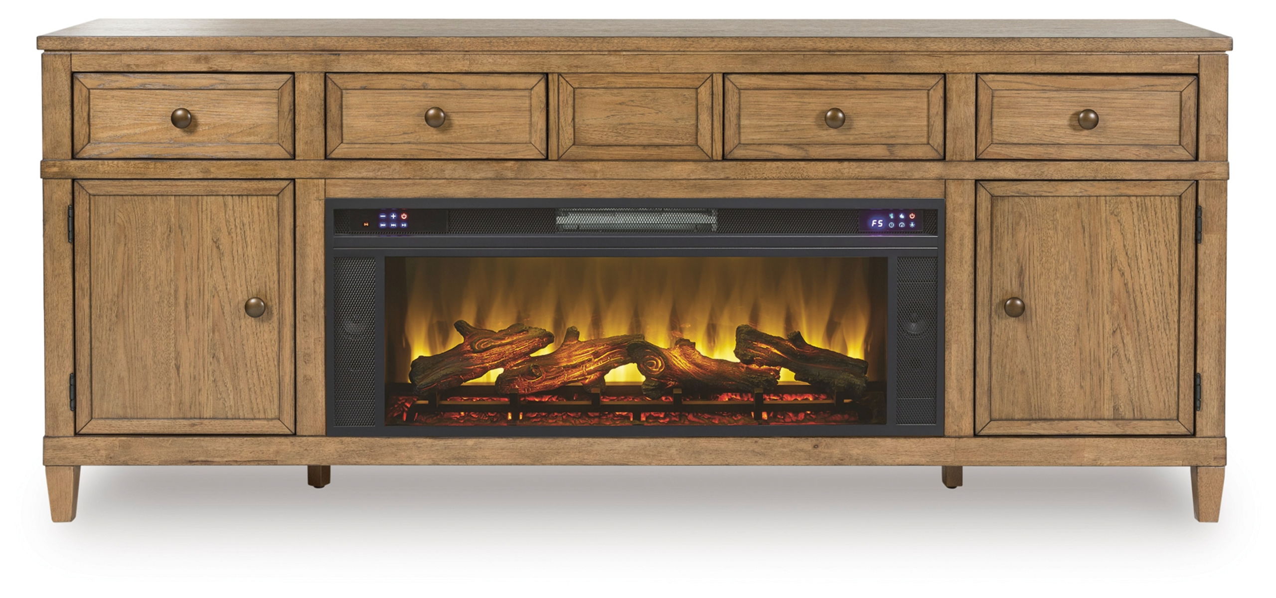 Sharlance - 81" TV Stand With Electric Infrared Fireplace Insert - Light Brown - Image 3