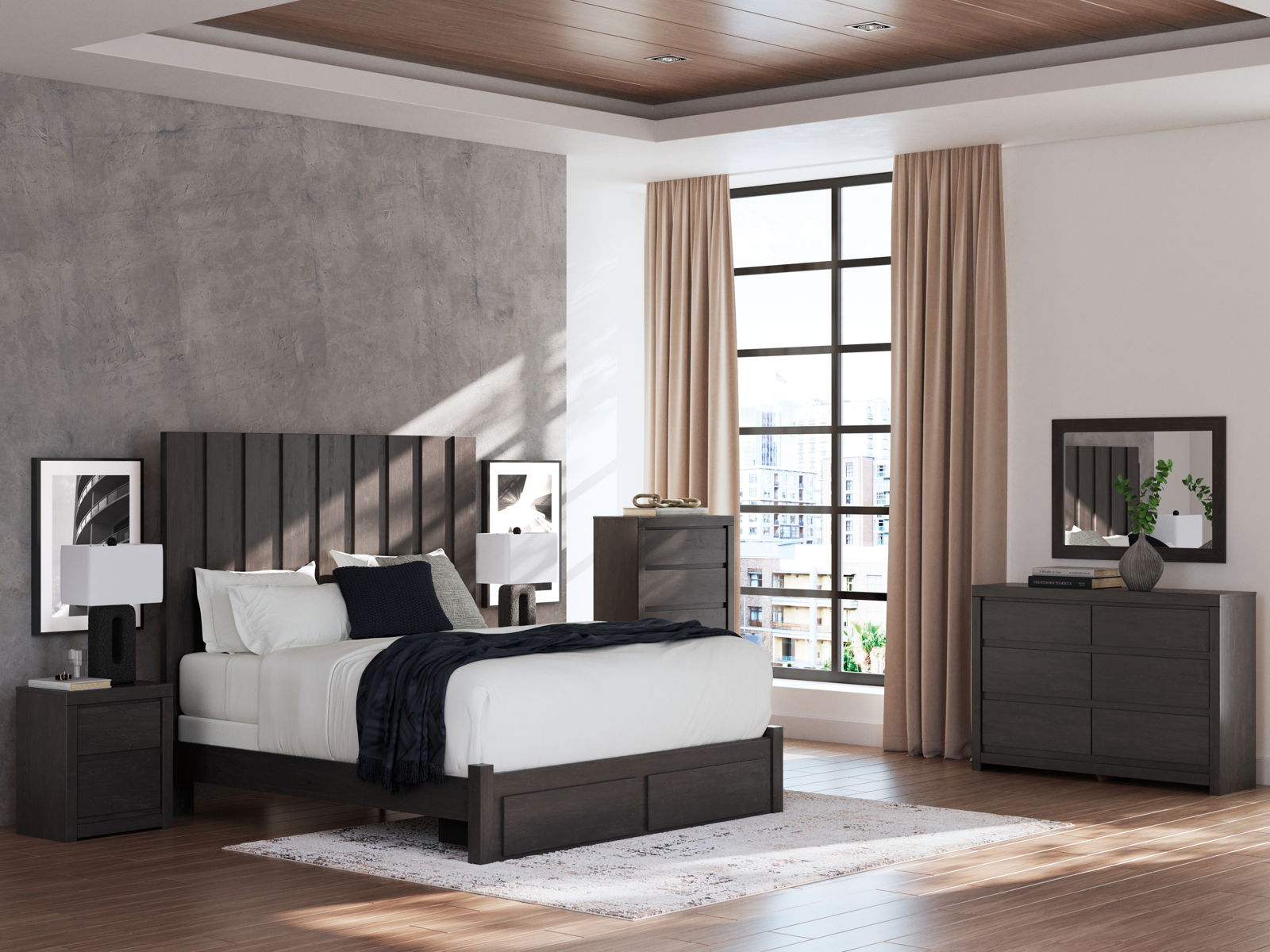 Fraluna - Two Drawer Night Stand - Charcoal - Image 12