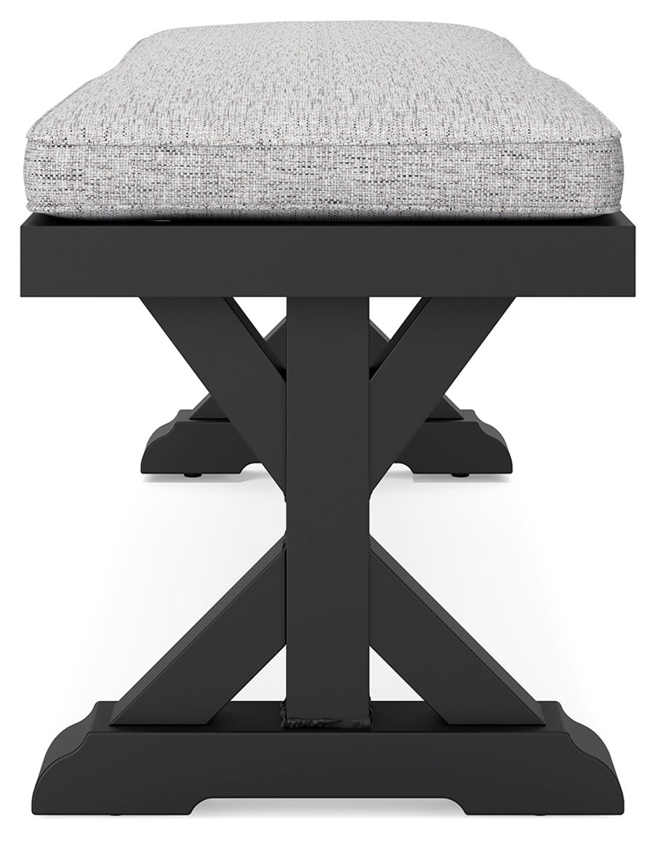 Beachcroft - Bench With Cushion - Black / Light Gray - Image 3