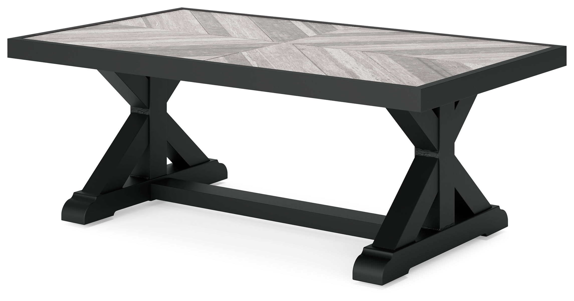 Beachcroft - Rectangular Cocktail Table - Black / Light Gray - Image 6